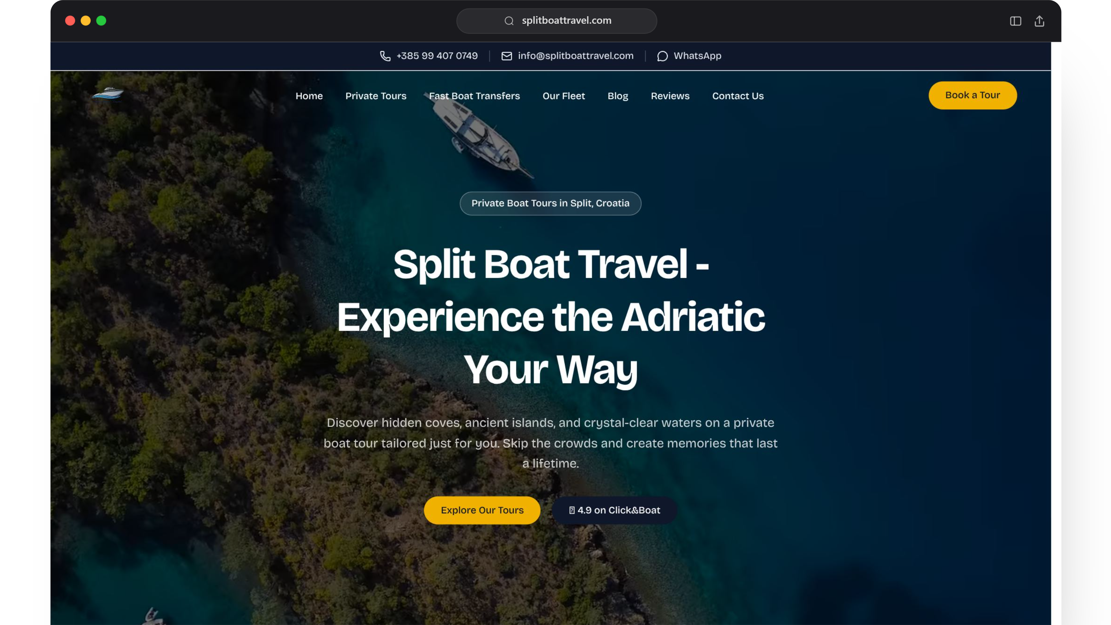 Naslovnica Split Boat Travel za privatne ture brodom iz Splita.